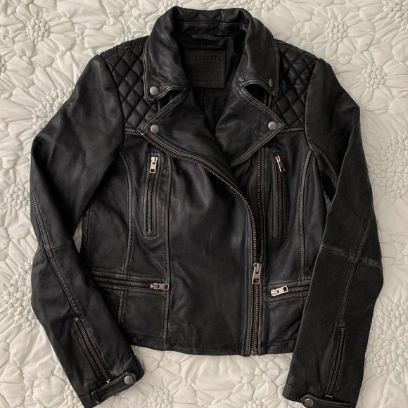 All Saints Jackets & Blazers - All Saints Cargo Distressed Leather Biker Jacket